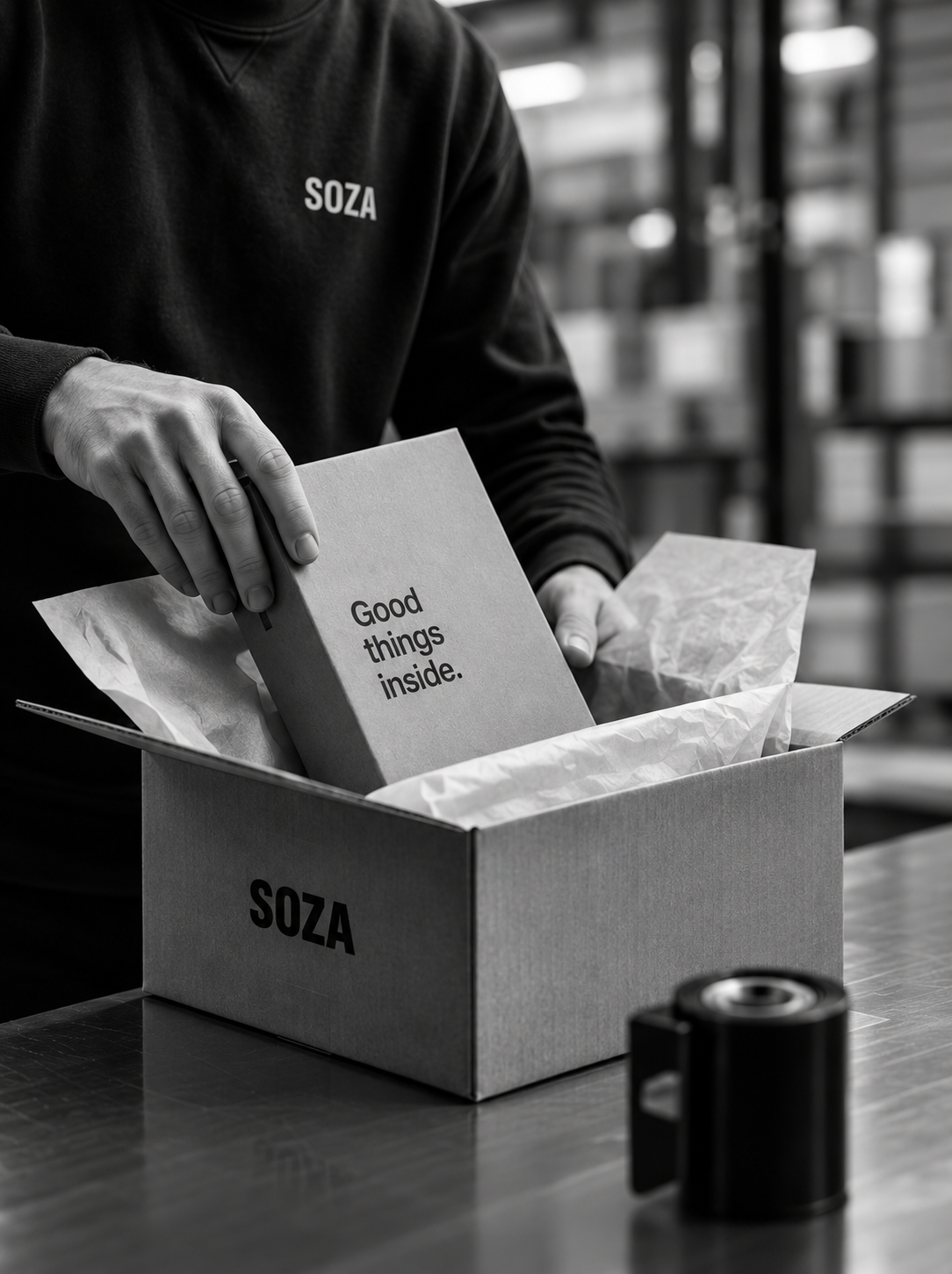 Veredelte Verpackung mit Extras