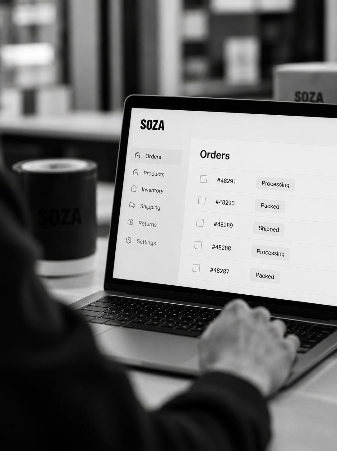 Shopify verbunden mit dem SOZA-Lager