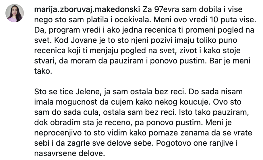 Testimonial marija makedonski