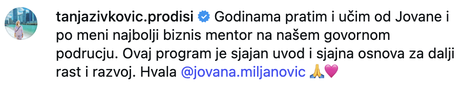 Testimonial tanja zivkovic