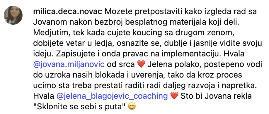 Testimonial milica deca