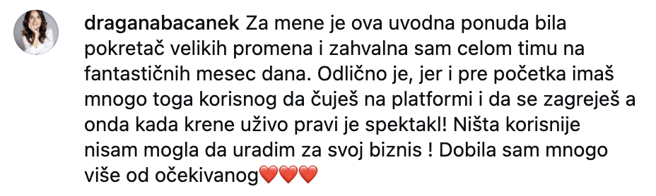 Testimonial dragana bacanek