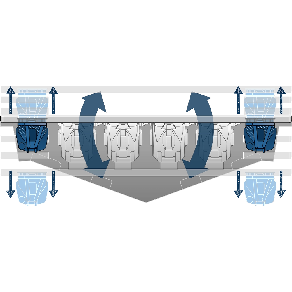 Technische Illustration des Ascender – Querschnittansicht von H+B technics
