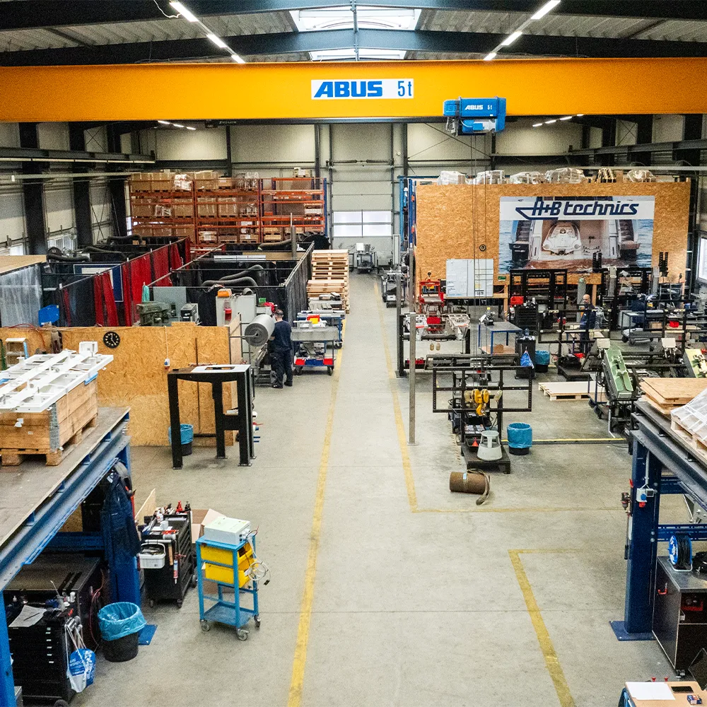 Finished stainless steel yacht components packaged for shipyard delivery at H+B technics