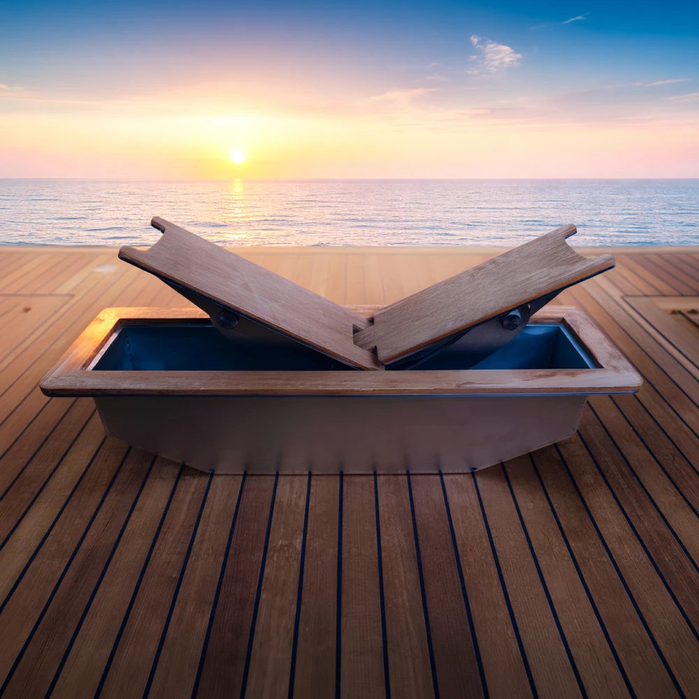 Edelstahl-Beibootauflage – Seitenstützen und Kielauflage für sichere Tenderlagerung