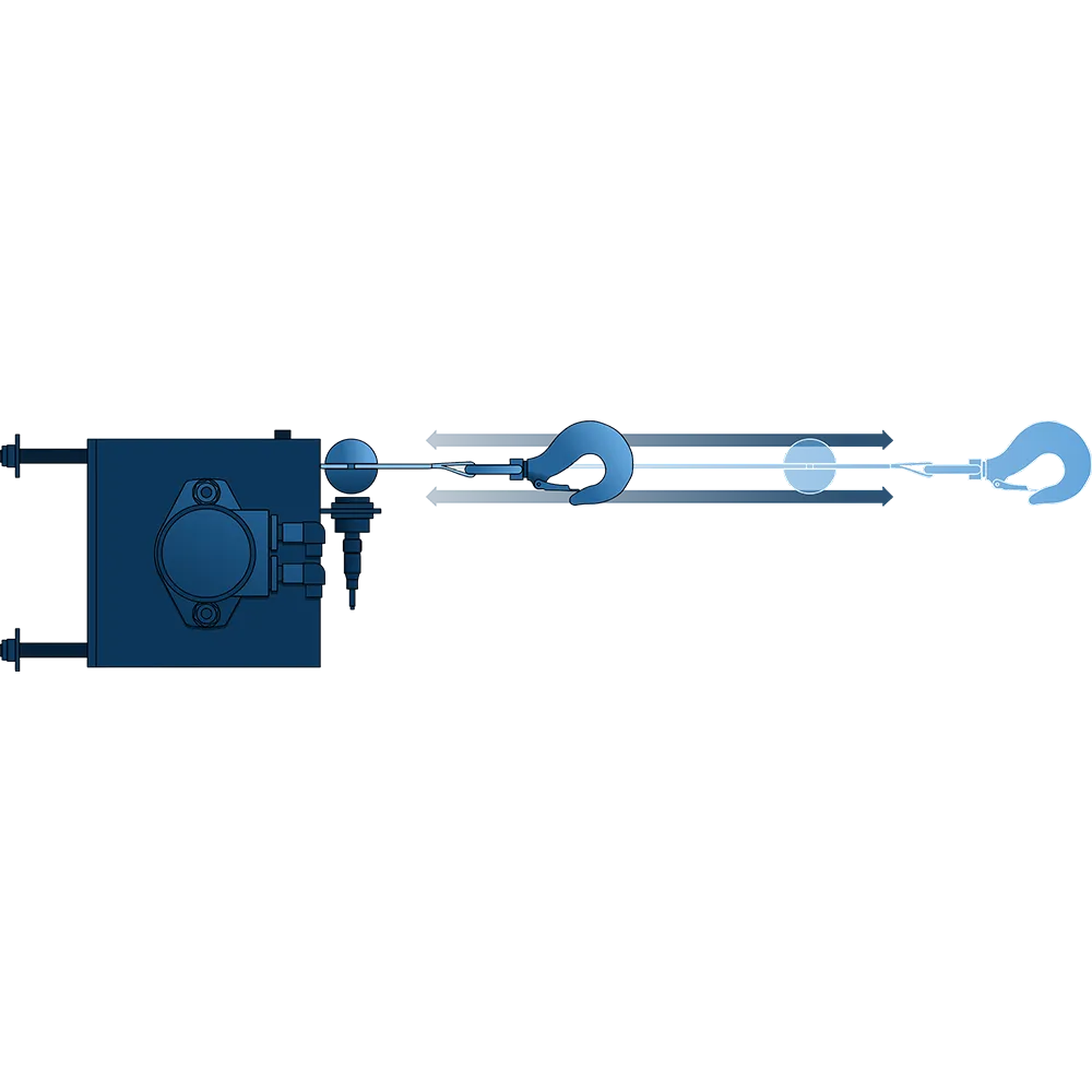 Technical illustration of the Hydraulic Winch — cross-section view by H+B technics