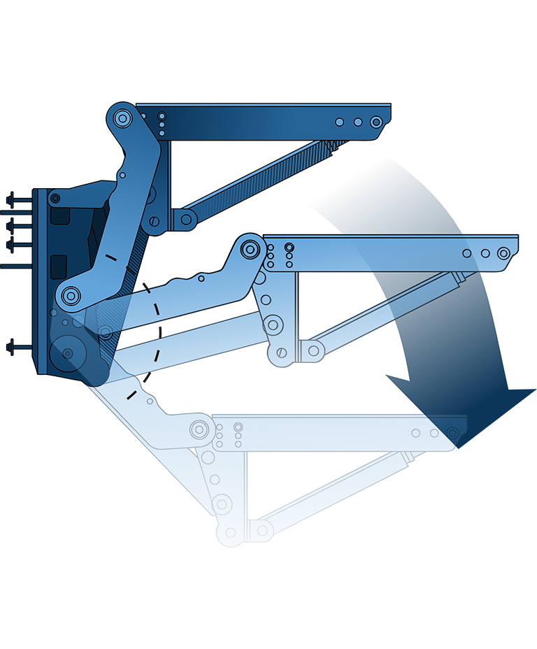 Technical illustration of the Lift System Rotation for the product category overview by H+B technics