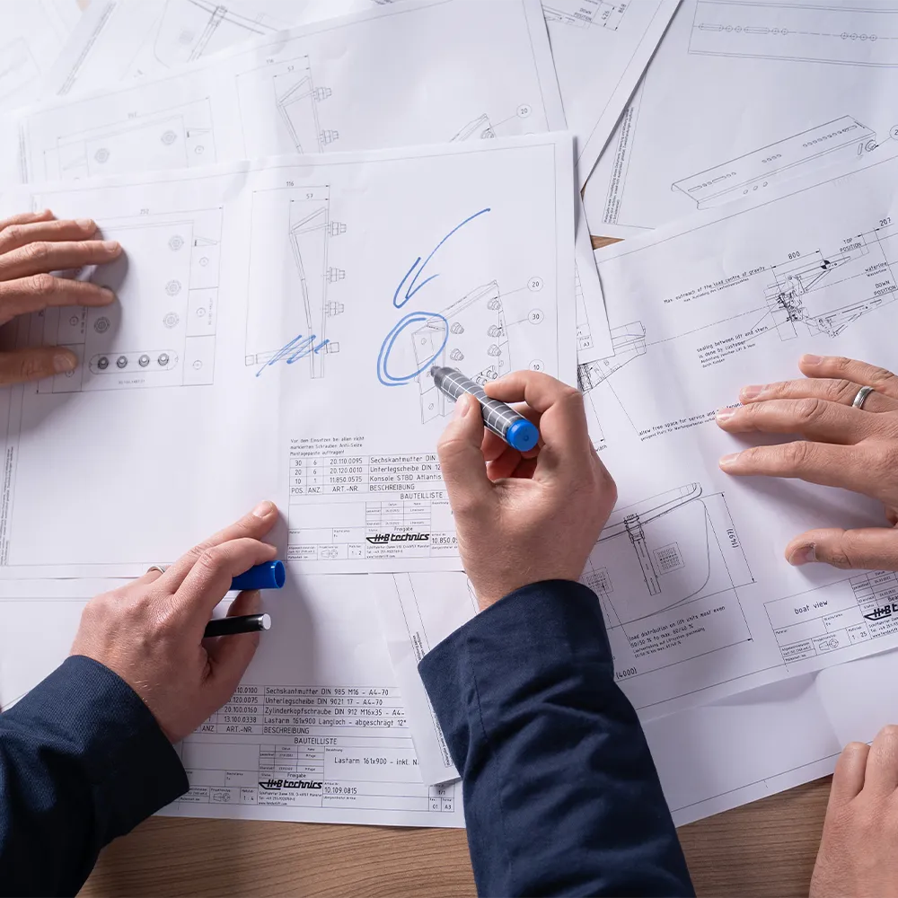 Pre-assembled yacht equipment module undergoing final inspection at H+B technics