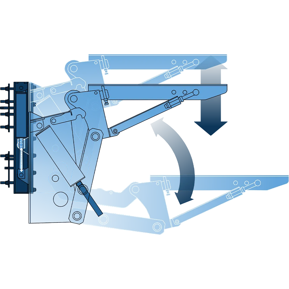 Technical illustration of the Liftsystem Vertical — mechanism detail by H+B technics