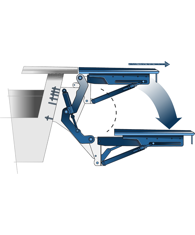 Technical illustration of the Telescopic Tender Lift for the product category overview by H+B technics
