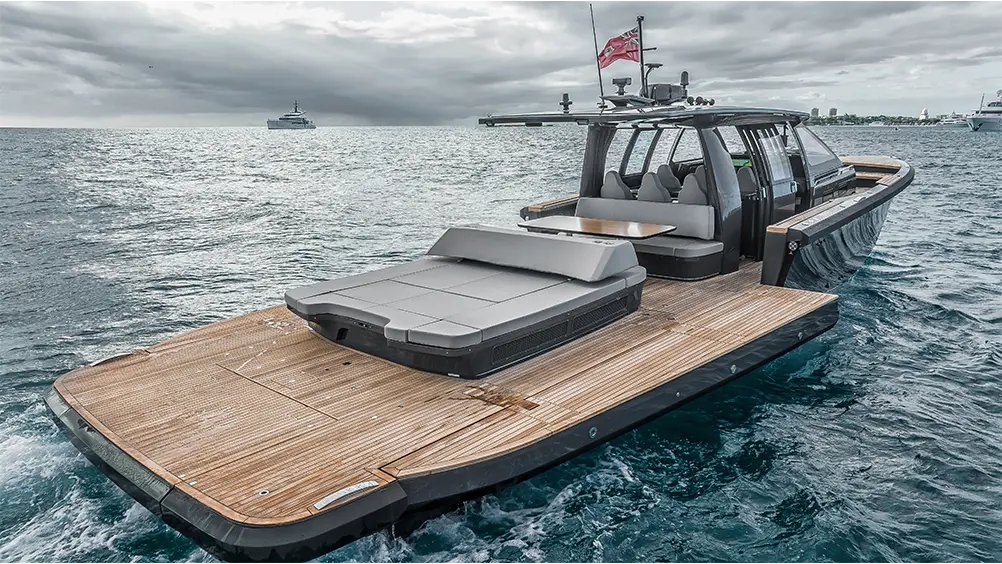 H+B technics space on board solutions — folding balconies and hydraulic garage systems for yachts