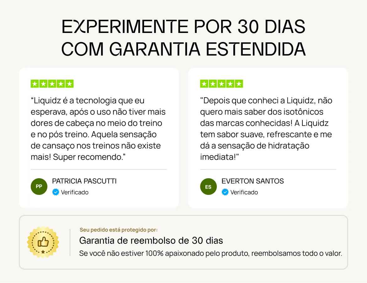 Experimente por 30 dias com garantia estendida: depoimentos verificados e garantia de reembolso de 30 dias
