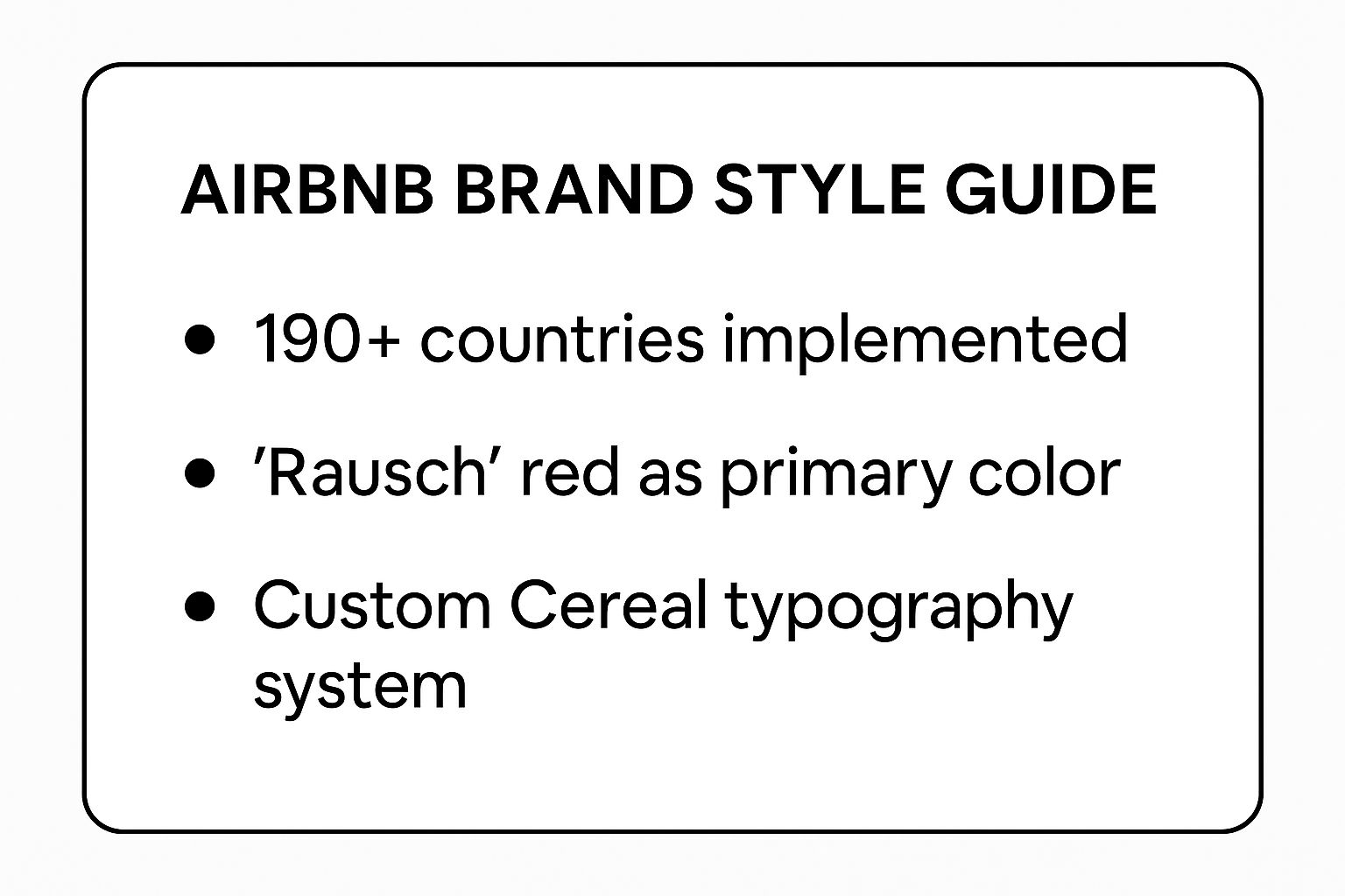 Infographic showing key data about Airbnb Brand Style Guide