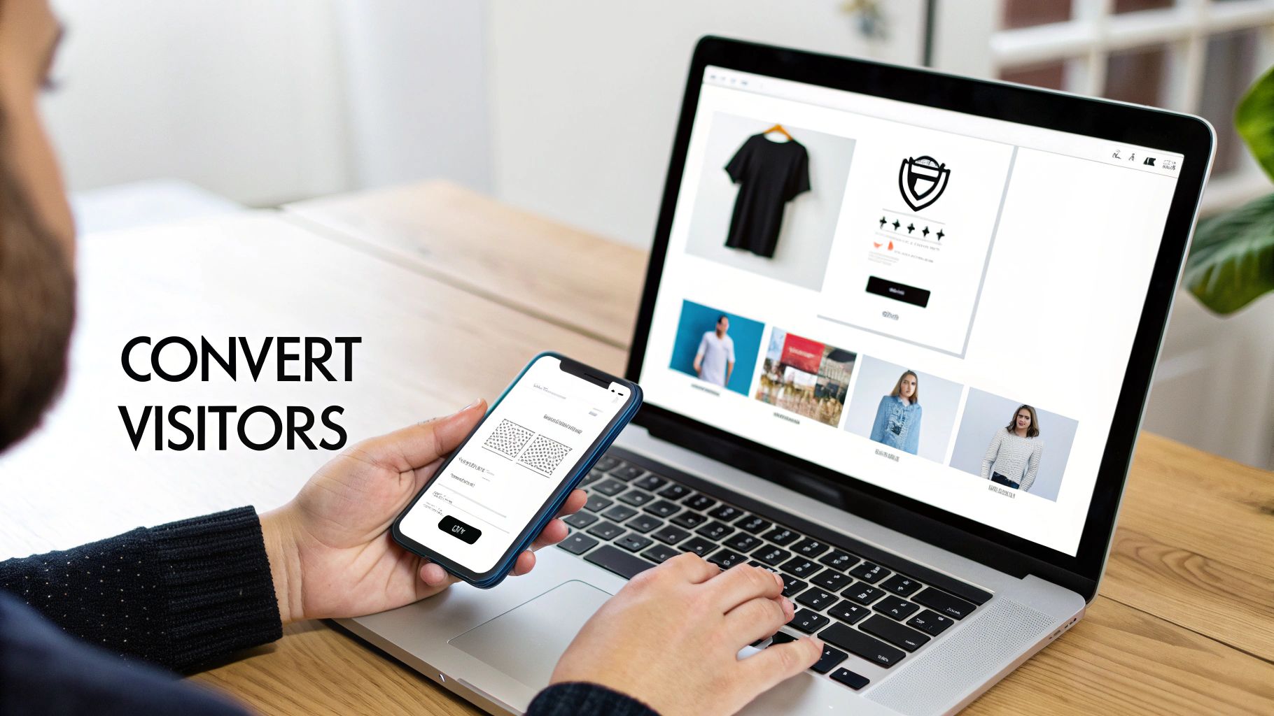 A team of marketers collaborating around a laptop, planning a brand launch campaign