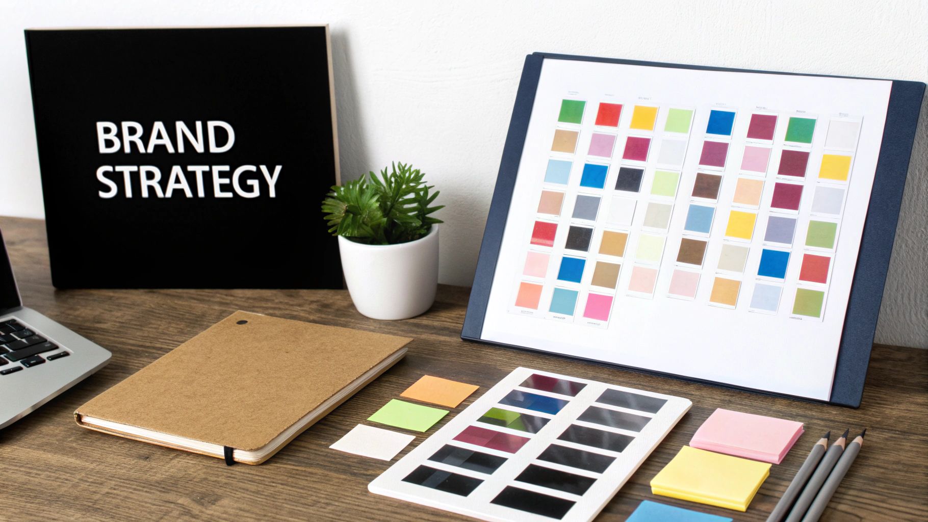 Person sketching logo concepts on paper with a pencil