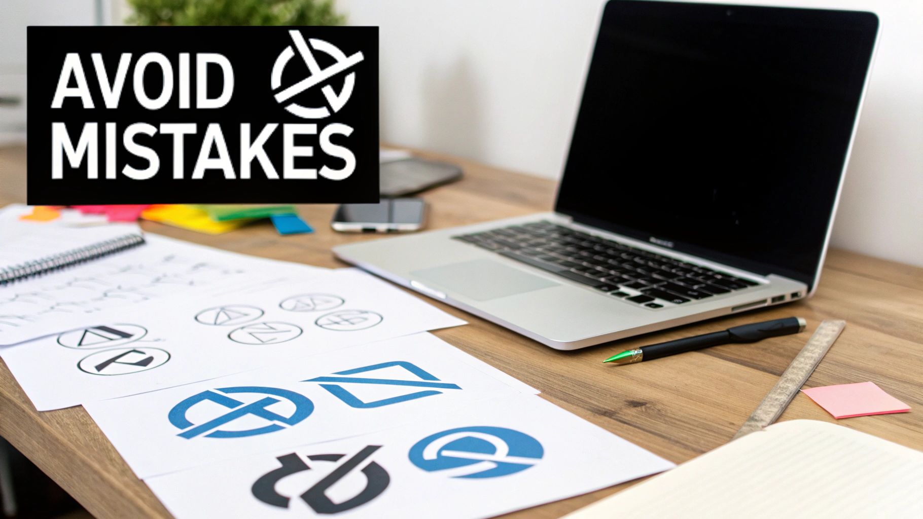 A tangled mess of lines and shapes next to a clean, simple, and effective logo, illustrating the contrast between a failed and successful design.