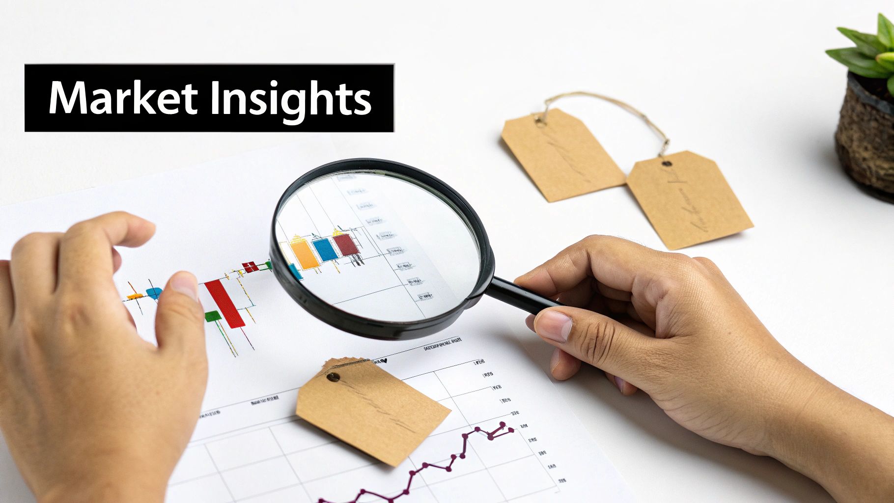 A collage of graphs and charts representing market analysis and competitor research.