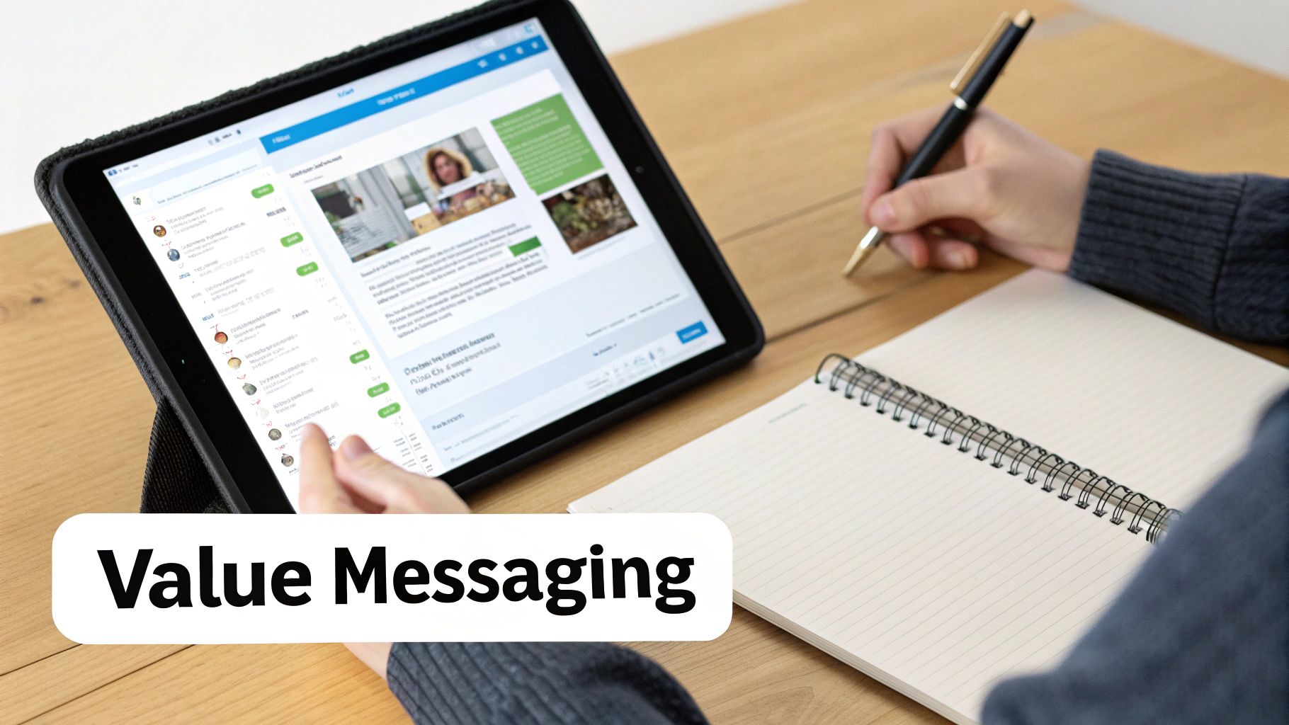 A person writing on a whiteboard, strategizing price messaging and positioning.