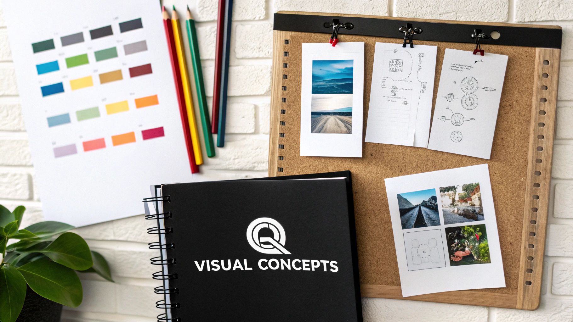 A vibrant color palette and different font styles being chosen for a logo design.