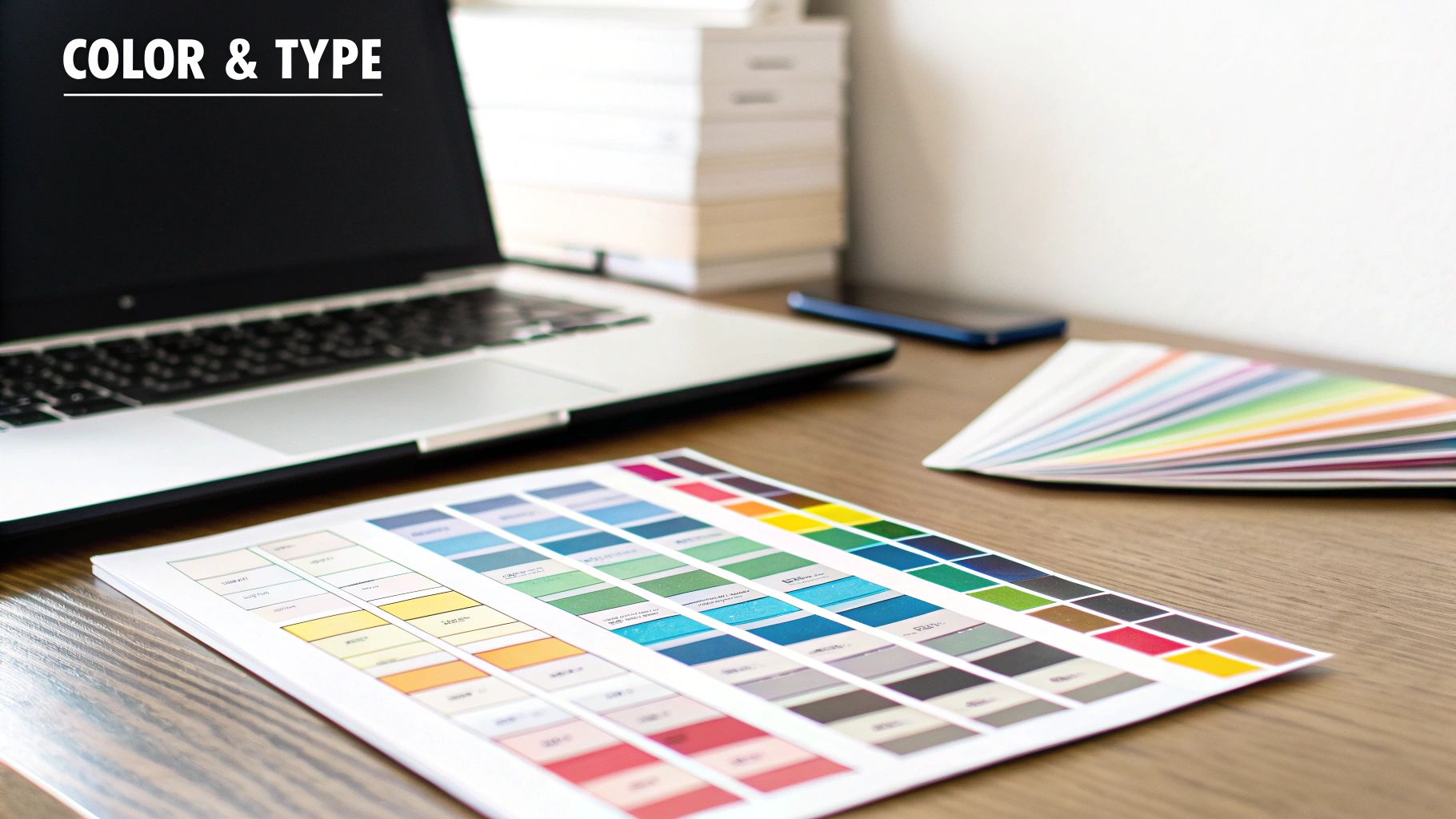 A designer using a stylus and tablet to trace a logo sketch in vector software.