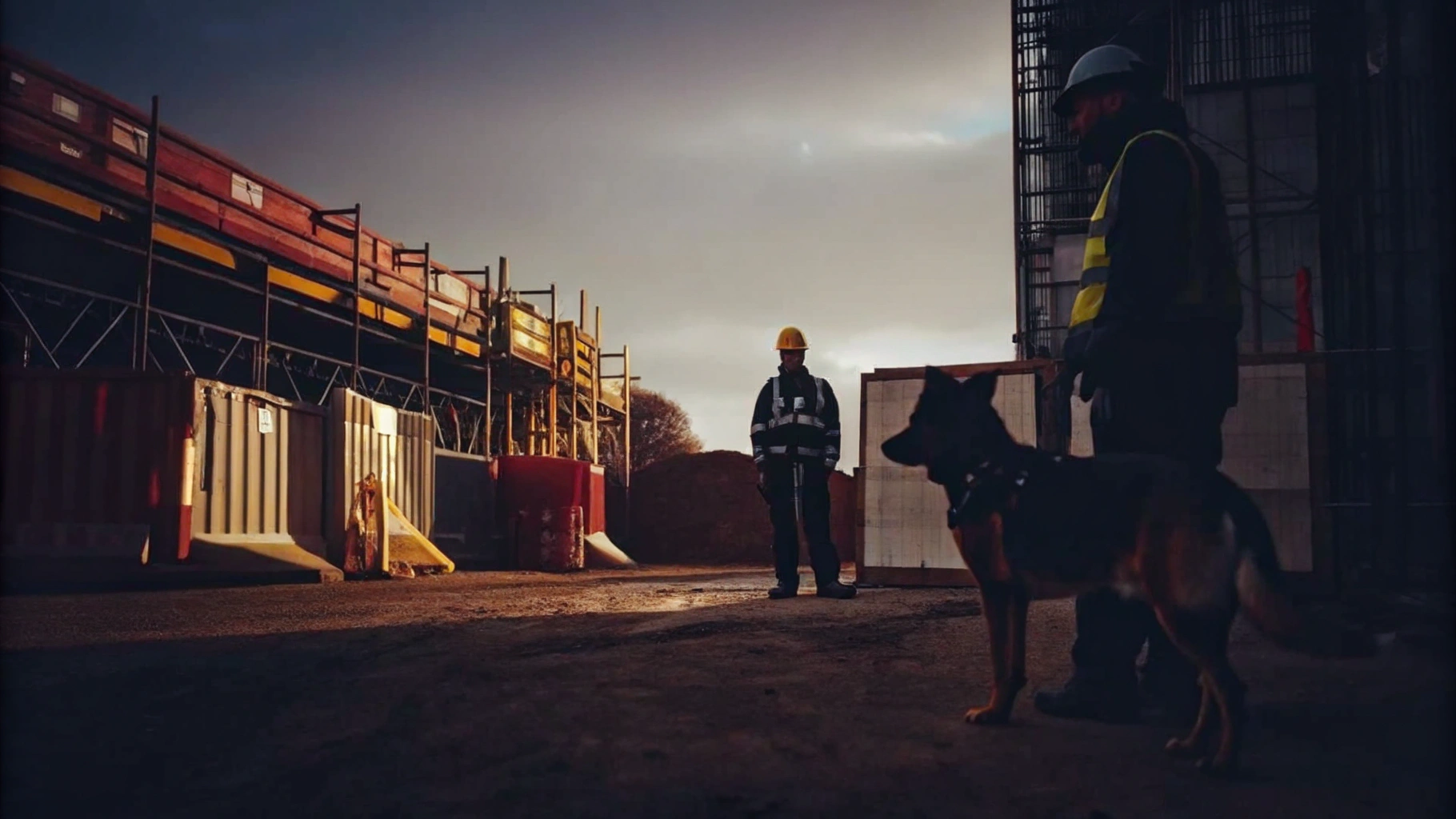 Security Dog on Construction Site