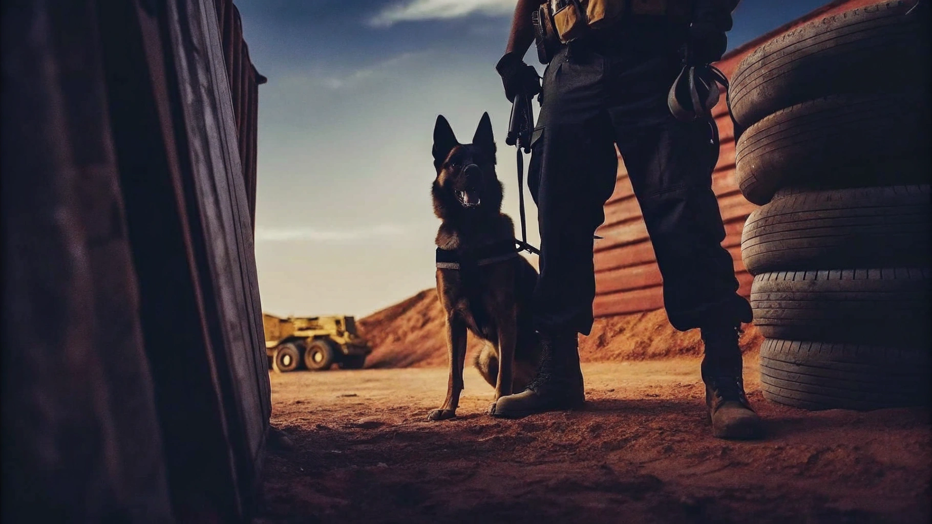 Security Dog Training on Construction Site