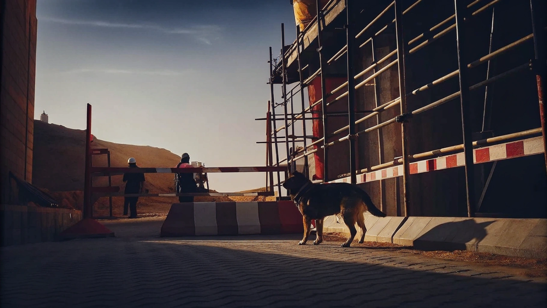 Security Dog on Patrol at Construction Site