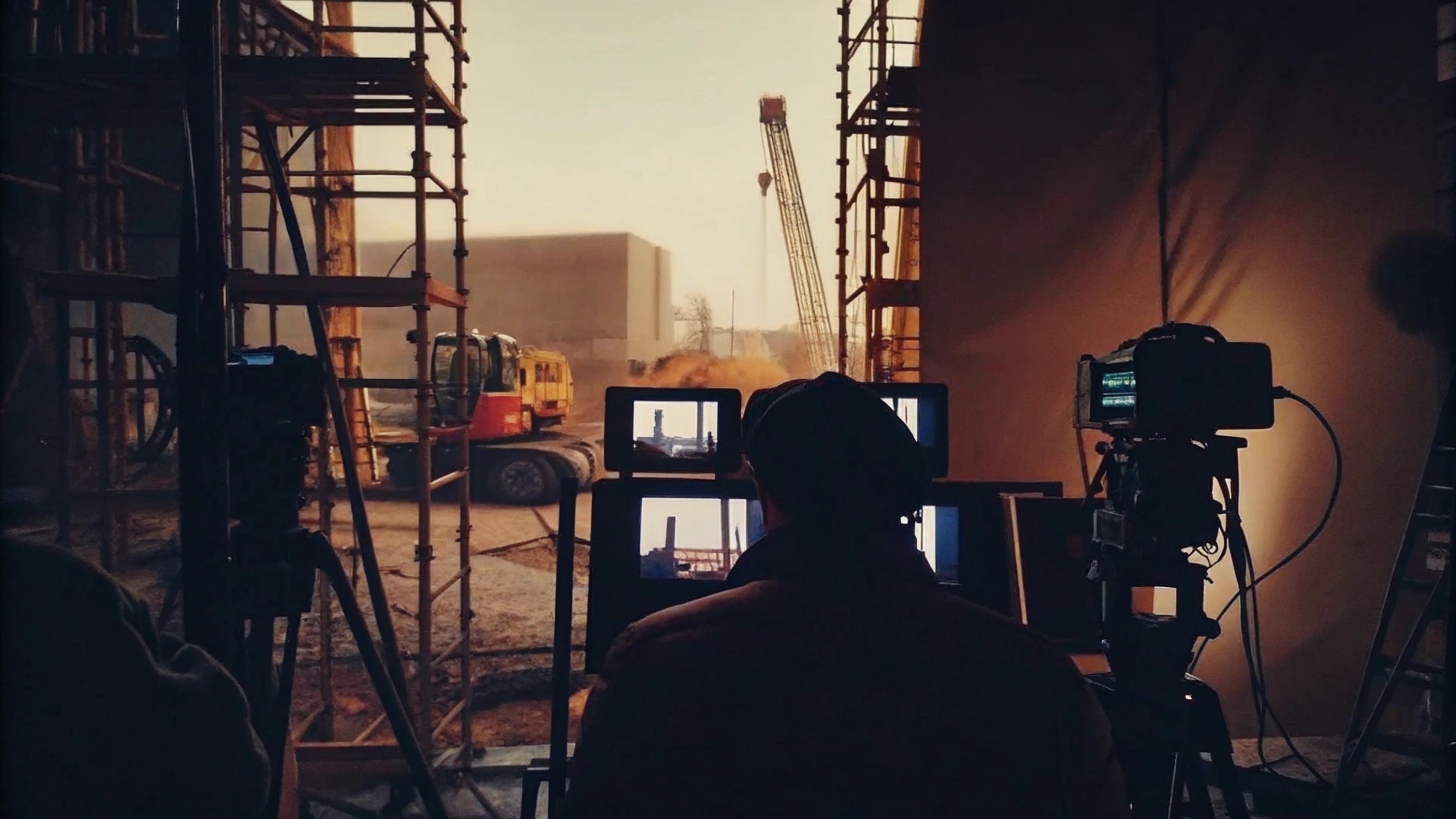CCTV Operator Monitoring Construction Site