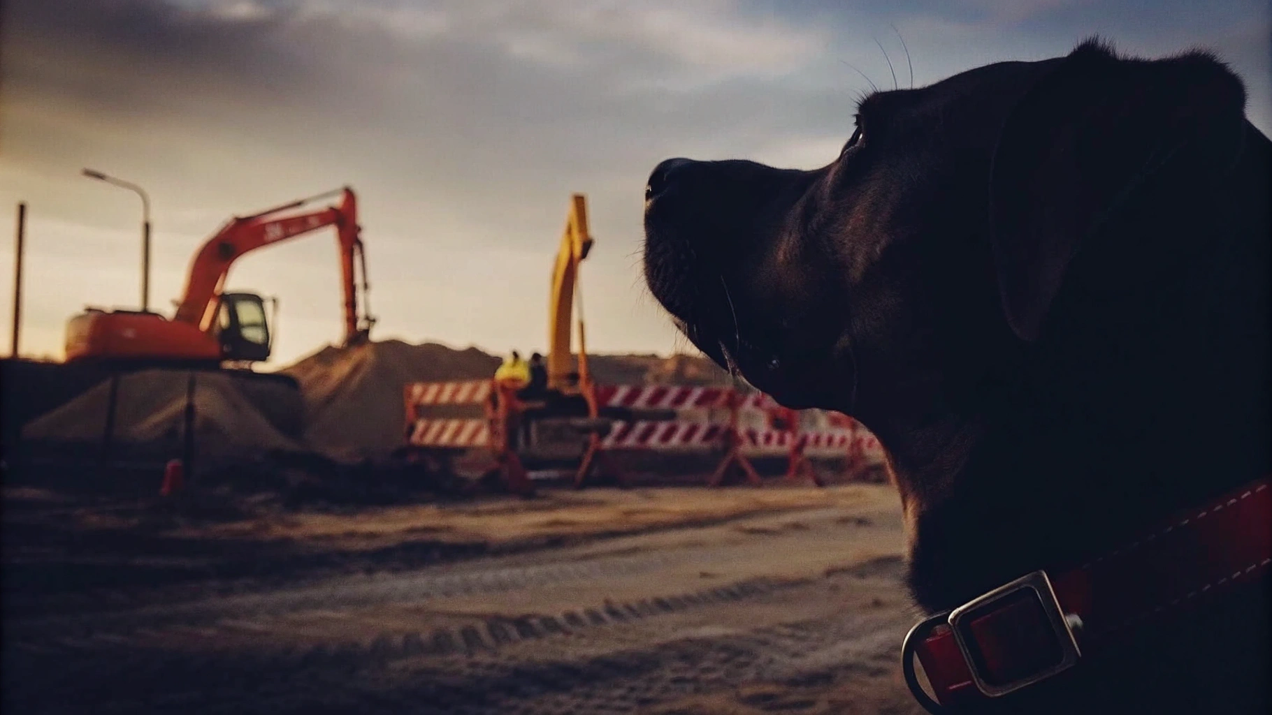 Guard Dog on Construction Site