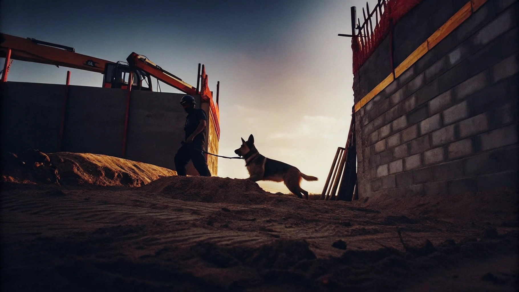 Security Dog on Construction Site