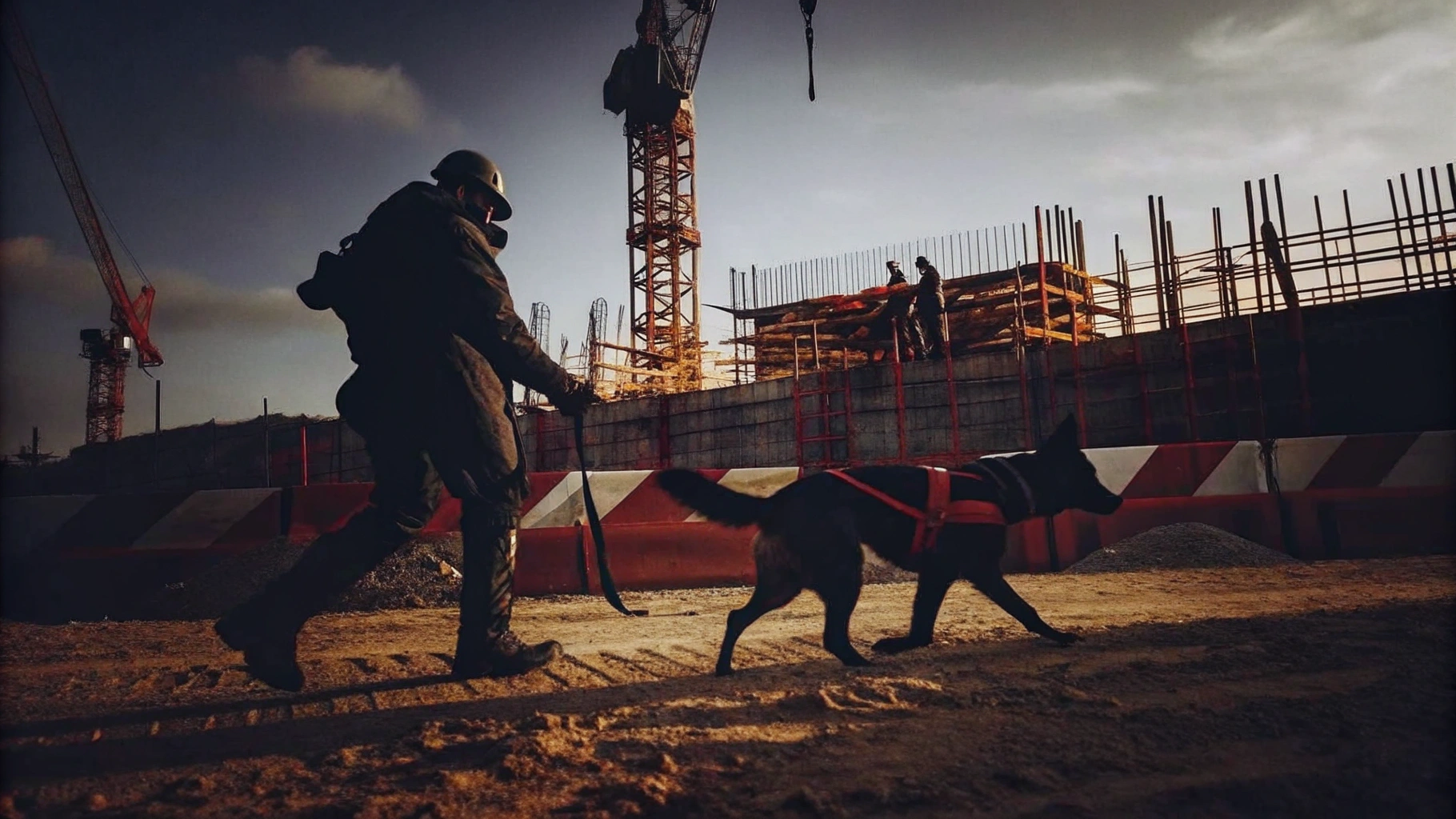 Canine Security in Action at a Construction Site