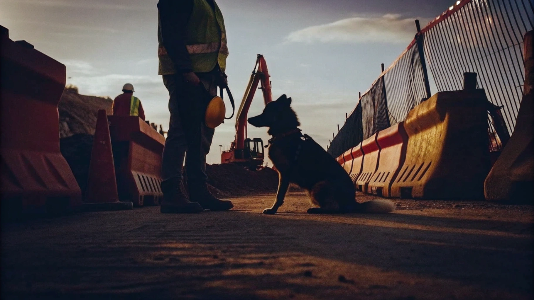 Canine Security Team in Action at Construction Site