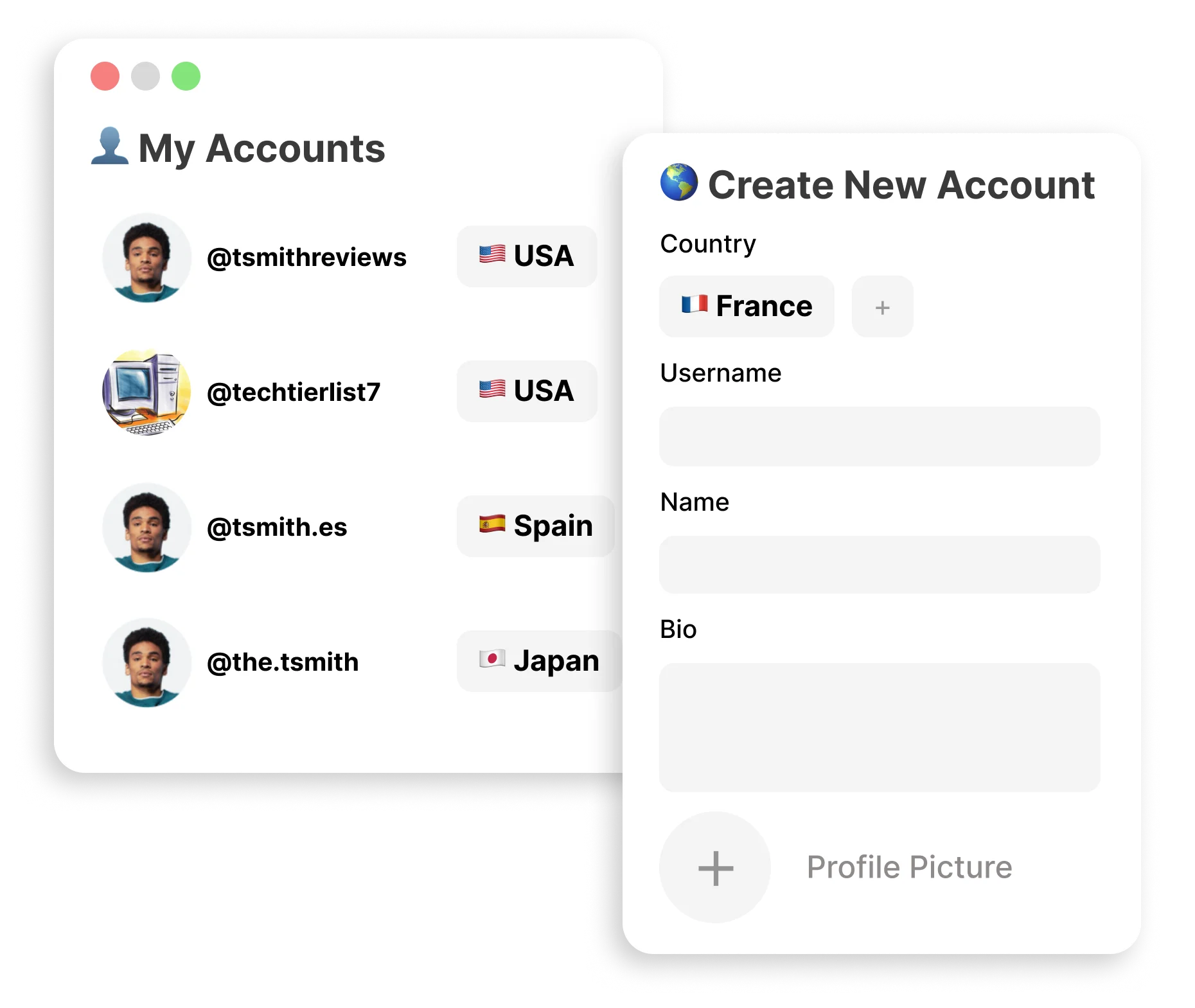 Manage accounts