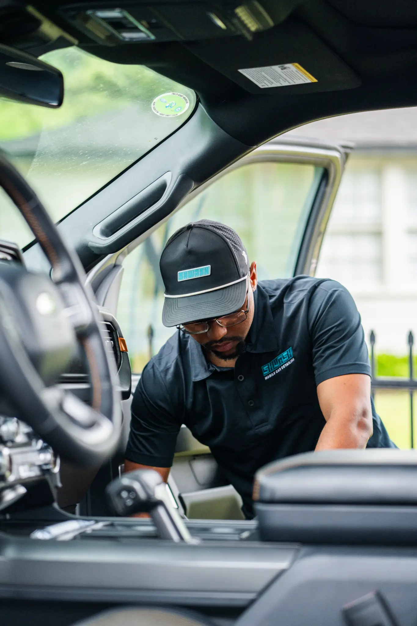 SHWASH mobile car detailing servicing a vehicle in Austin TX