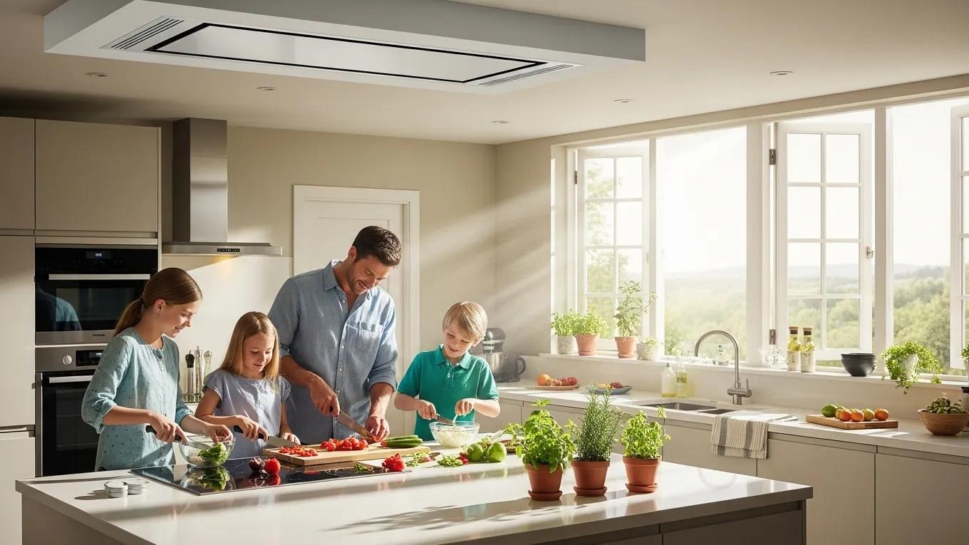 Fresh air ventilation system enhancing a modern kitchen environment