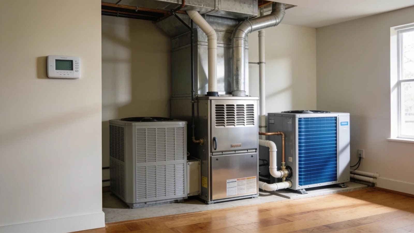 Overview of a modern HVAC system components in a residential setting