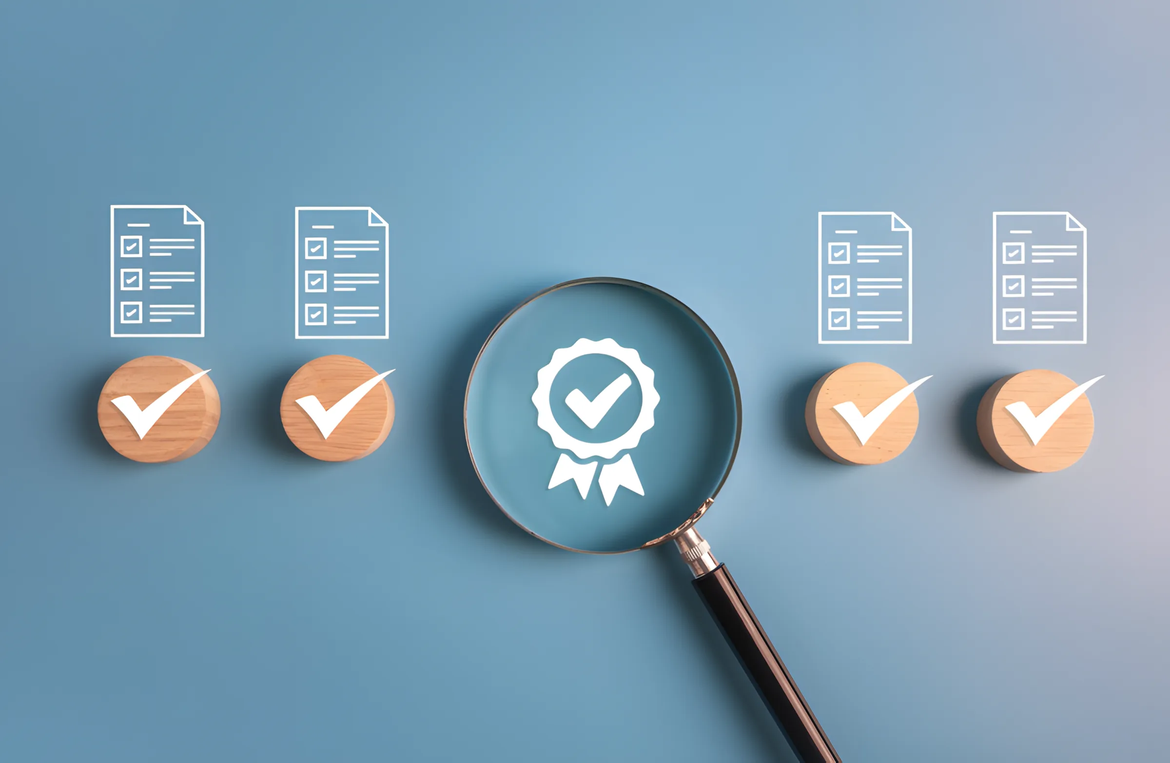 Magnifying glass over ISO 45001 documented information checklists