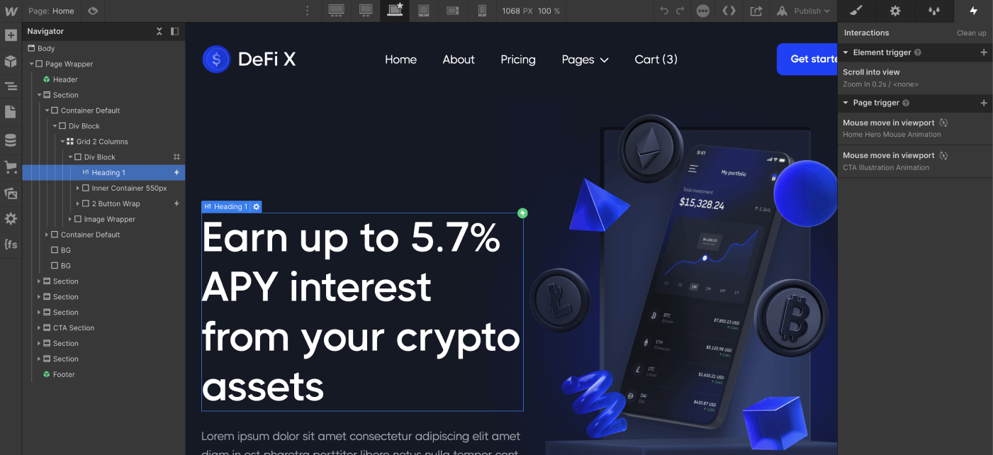 Animations - DeFi X Webflow Template