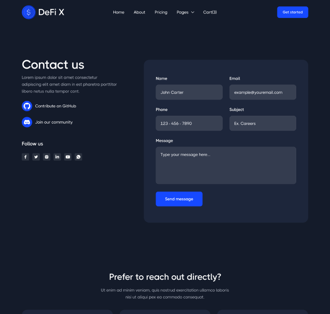 Contact - DeFi X Webflow Template