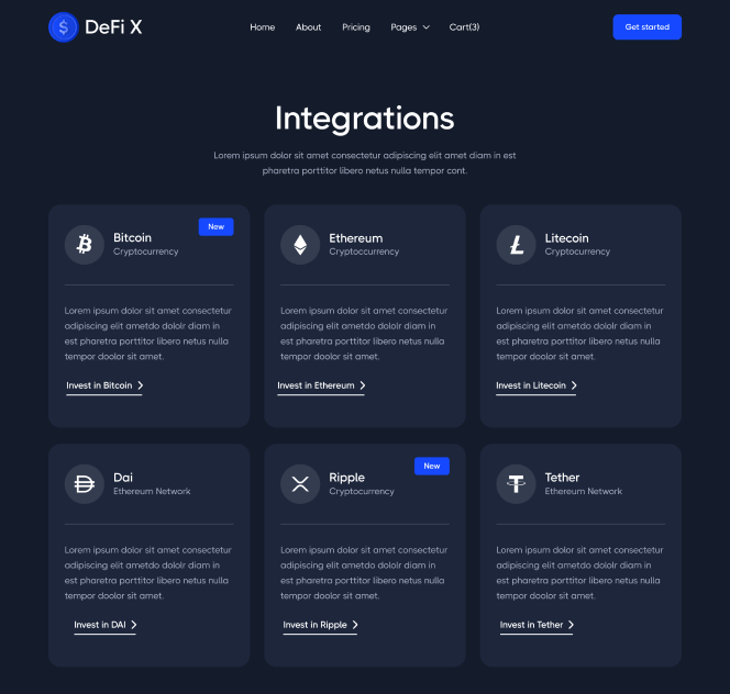 Integrations - DeFi X Webflow Template