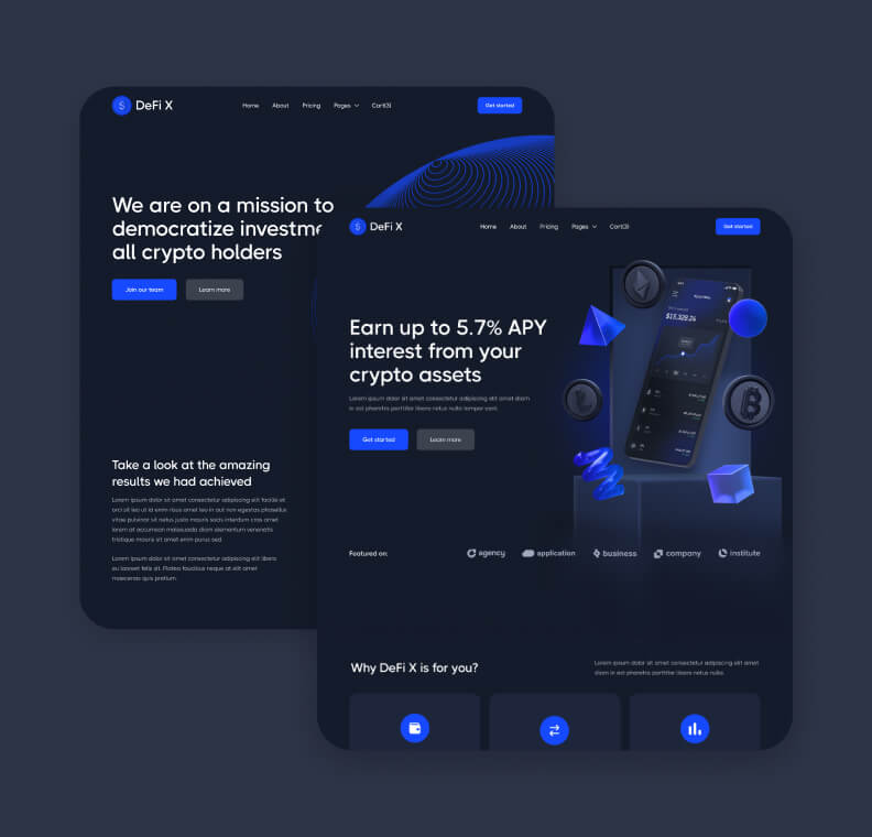 Pages Included - DeFi X Webflow Template