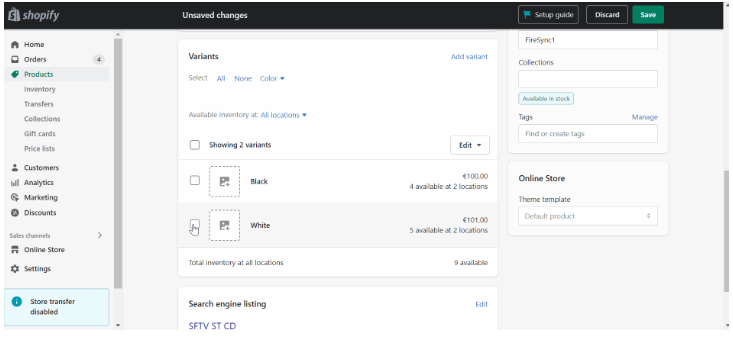 Set Up Product Variants in Shopify