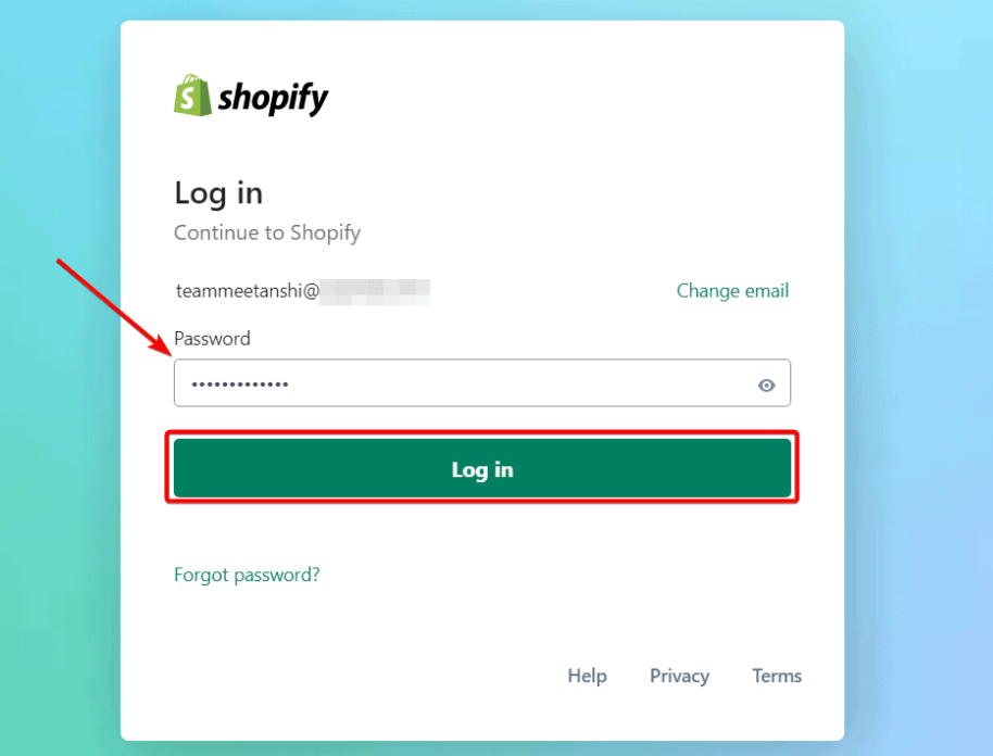 Log into Your Shopify Admin