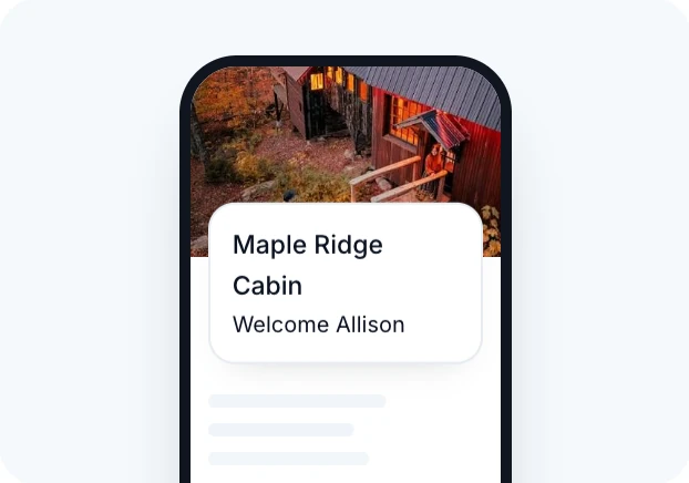 Mobile guidebook welcome card for Maple Ridge Cabin