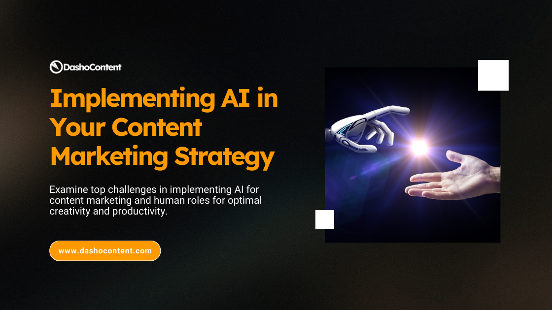 Examine top challenges in implementing AI for content marketing, like privacy and quality concerns, as well as best practices around defining technology's and human roles for optimal creativity and productivity.