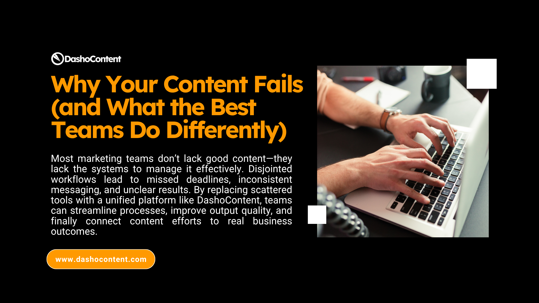 Most marketing teams don’t lack good content—they lack the systems to manage it effectively. Disjointed workflows lead to missed deadlines, inconsistent messaging, and unclear results. By replacing scattered tools with a unified platform like DashoContent, teams can streamline processes, improve output quality, and finally connect content efforts to real business outcomes.