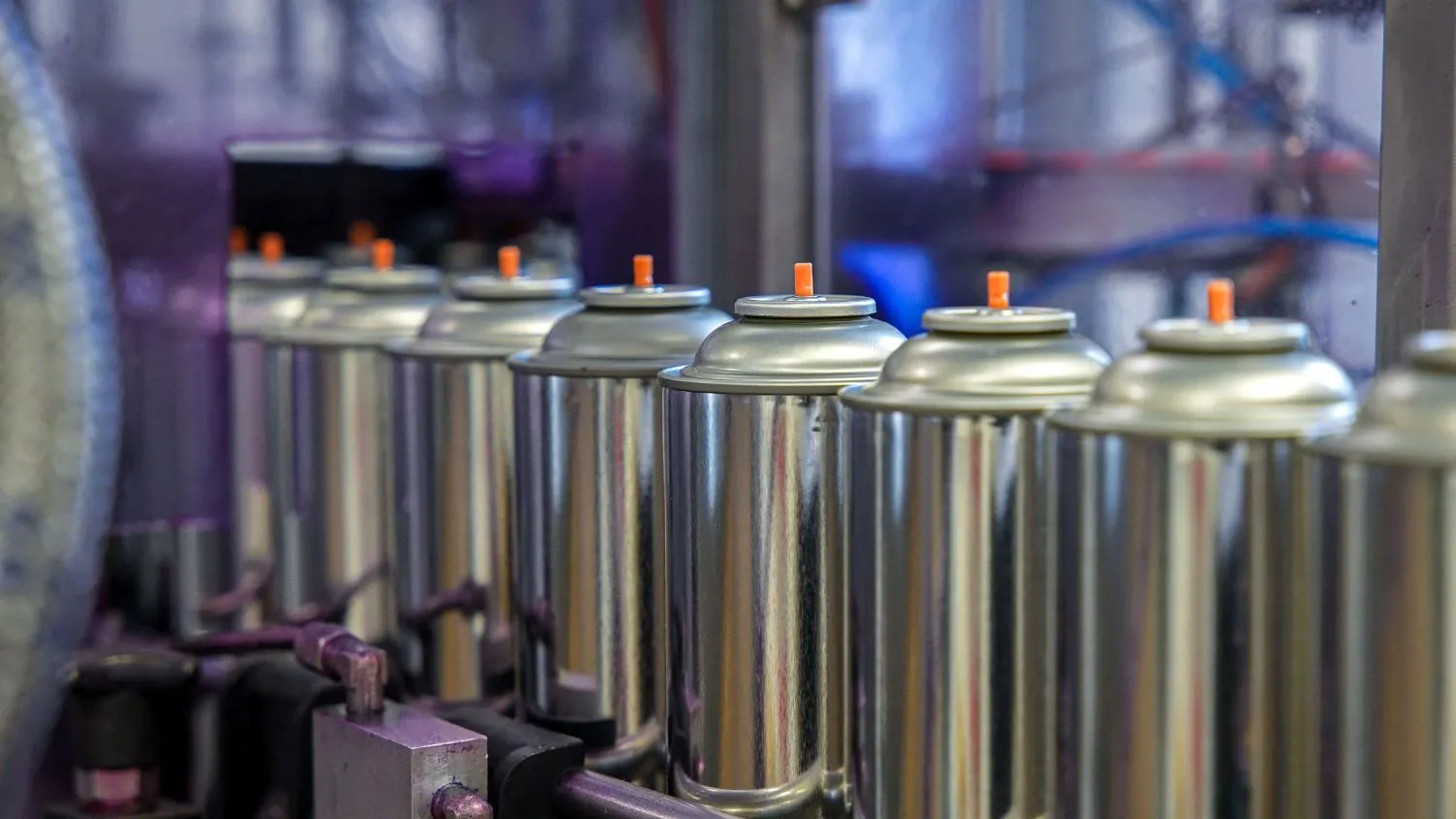Multiple cans ready to be filled