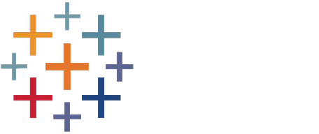 Tableau logo consisting of multicolored plus signs arranged in a cluster on a black background.