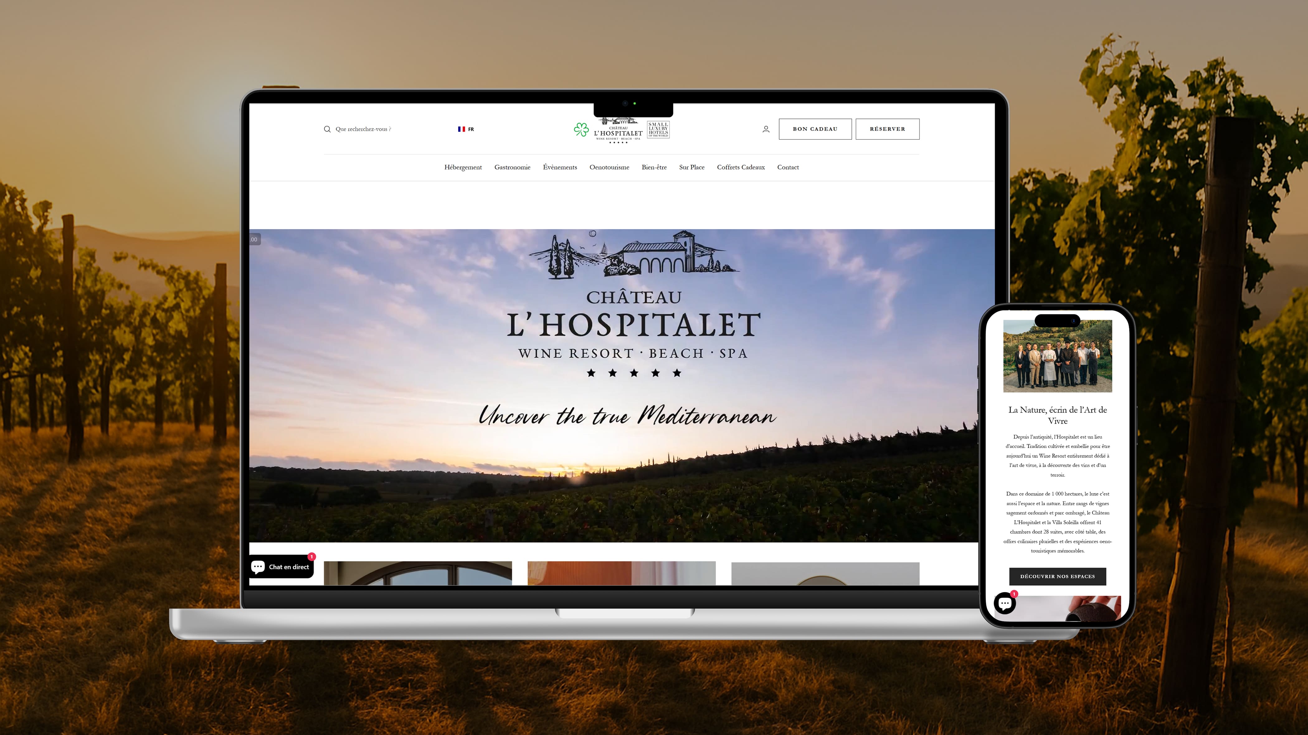 Création du site Château l’Hospitalet – domaine viticole et hôtel de luxe en Occitanie