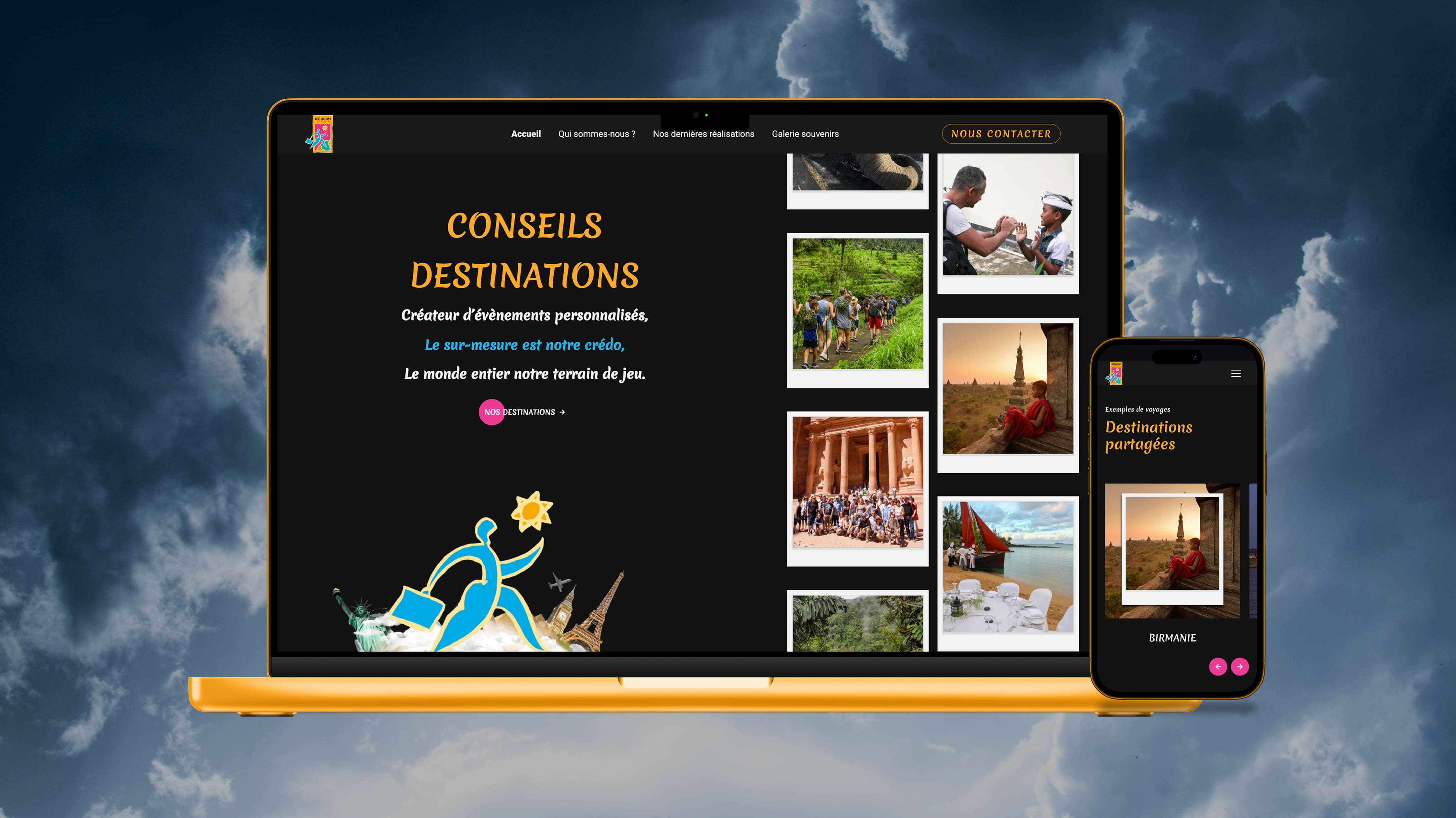 Site vitrine Destinations Conseils – design web pour agence experte en voyages personnalisés et accompagnement des collectivités